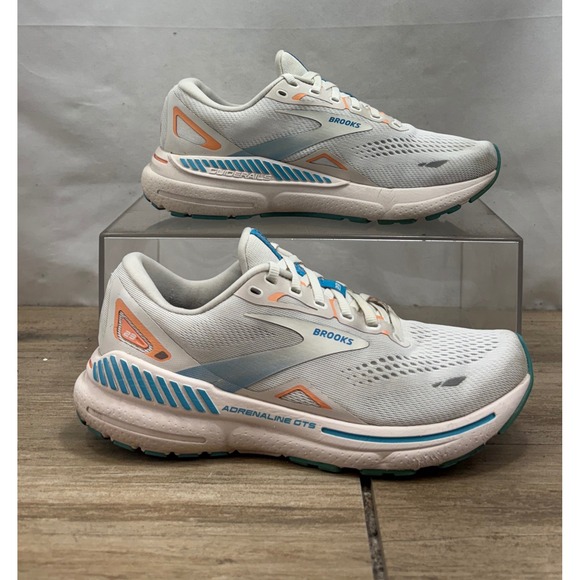 Brooks Adrenaline GTS 23 Women's  Size 8 Running Shoes White Blue Peach - Picture 2 of 8